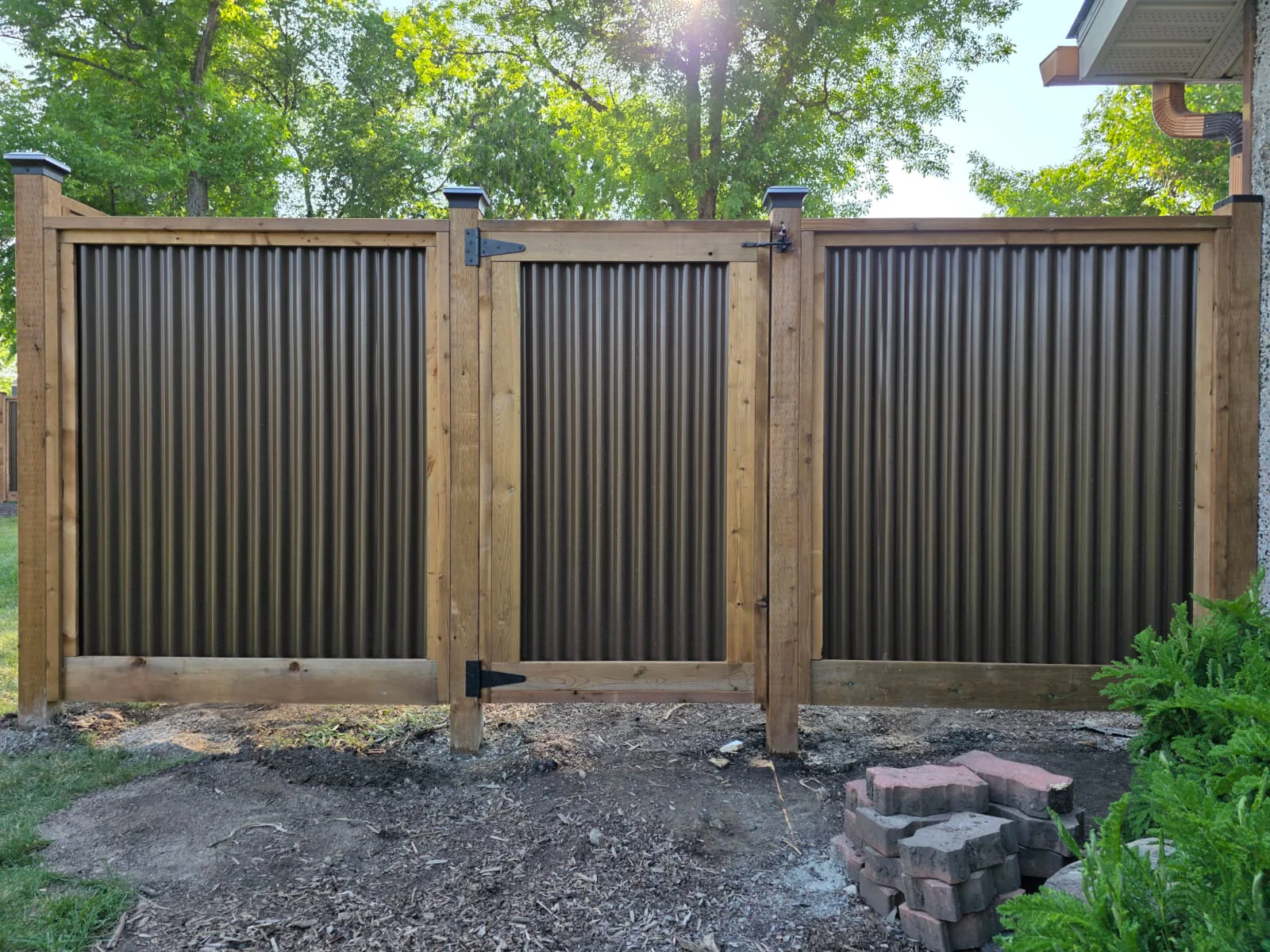 Corrugated Metal Privacy Fence Panels – Treated Wood Frame - Image 83