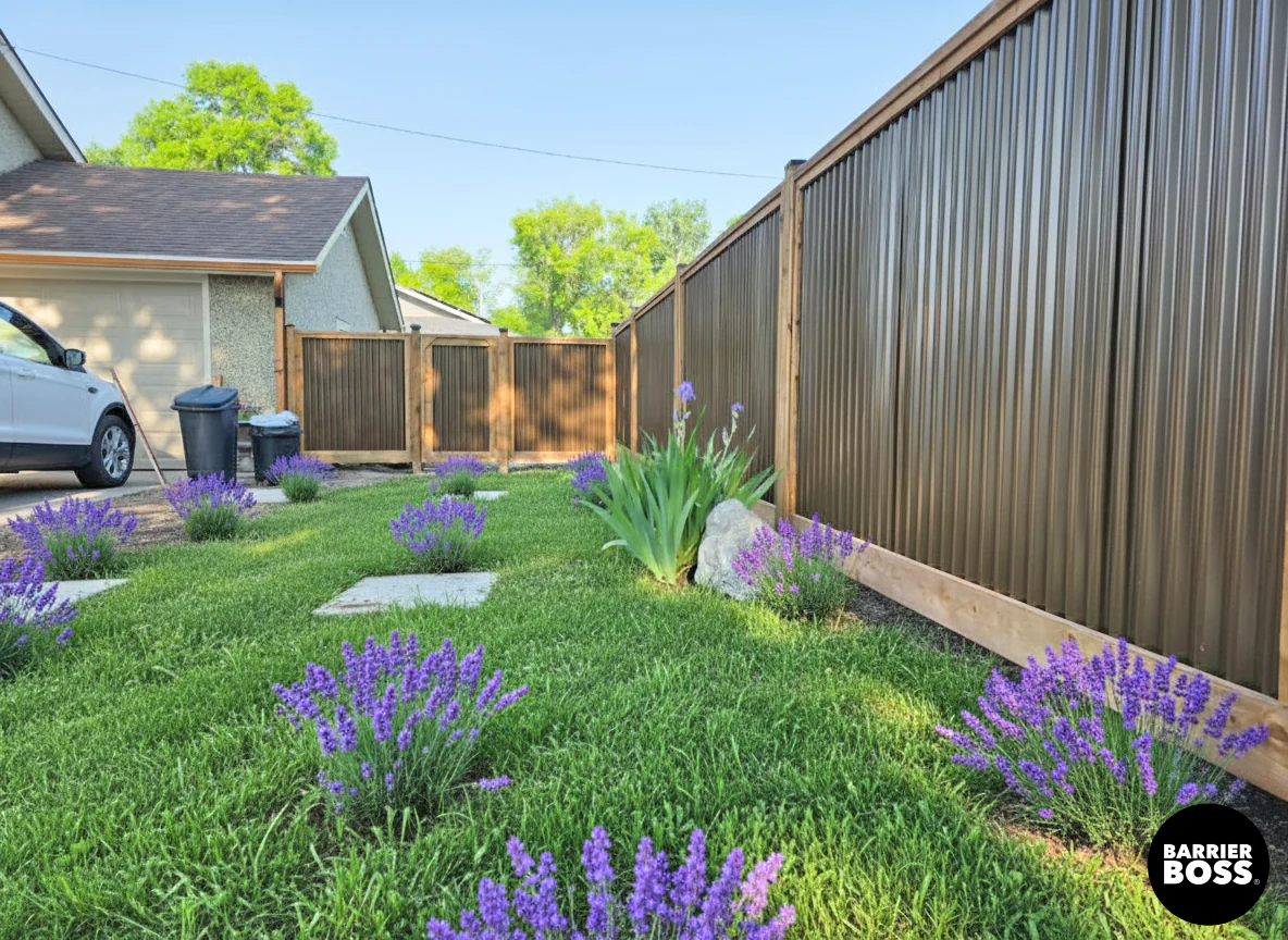 Corrugated Metal Privacy Fence Panels – Treated Wood Frame - Image 59