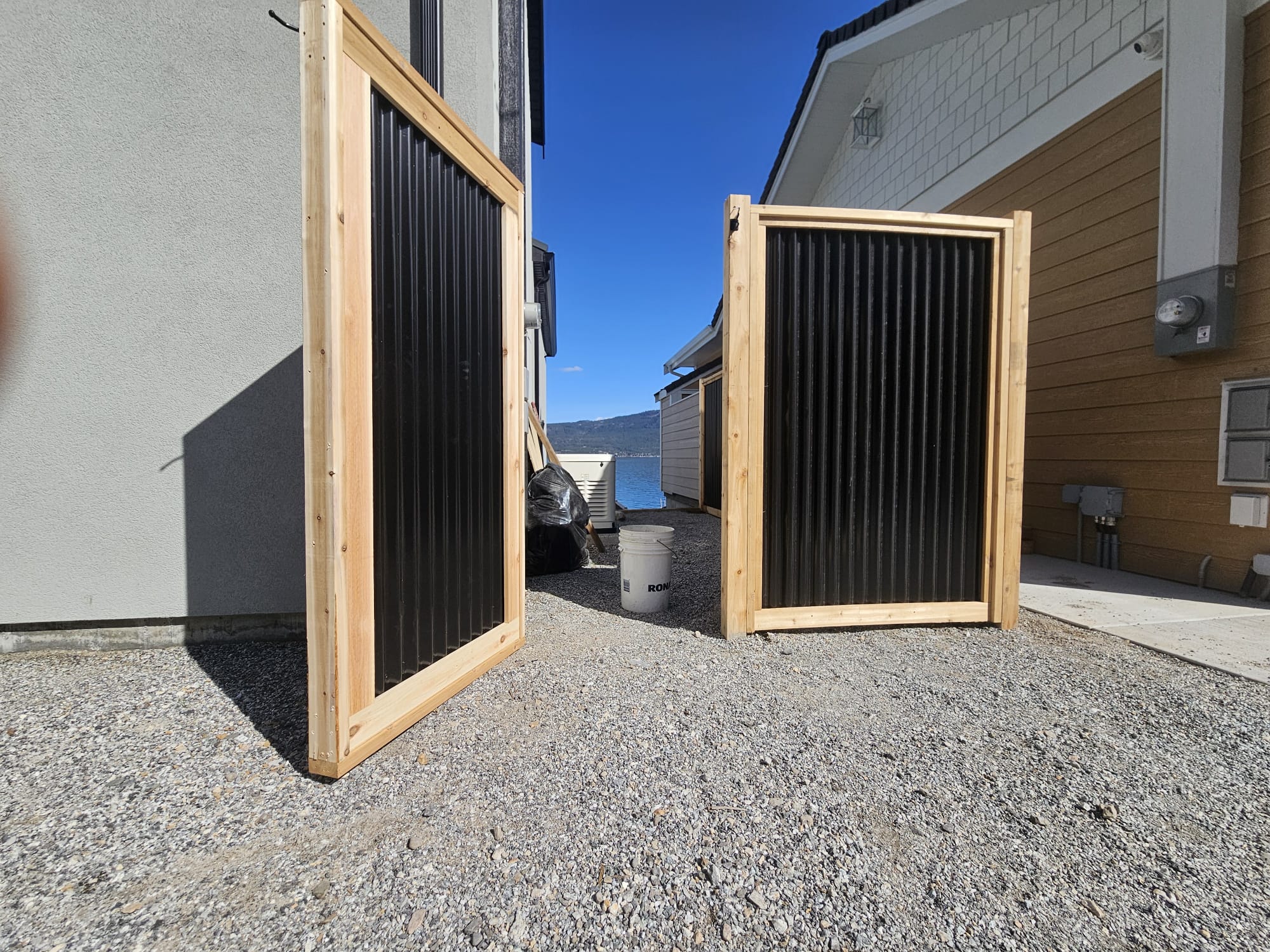Corrugated Metal Privacy Fence Panels – Cedar Wood Frame - Image 51