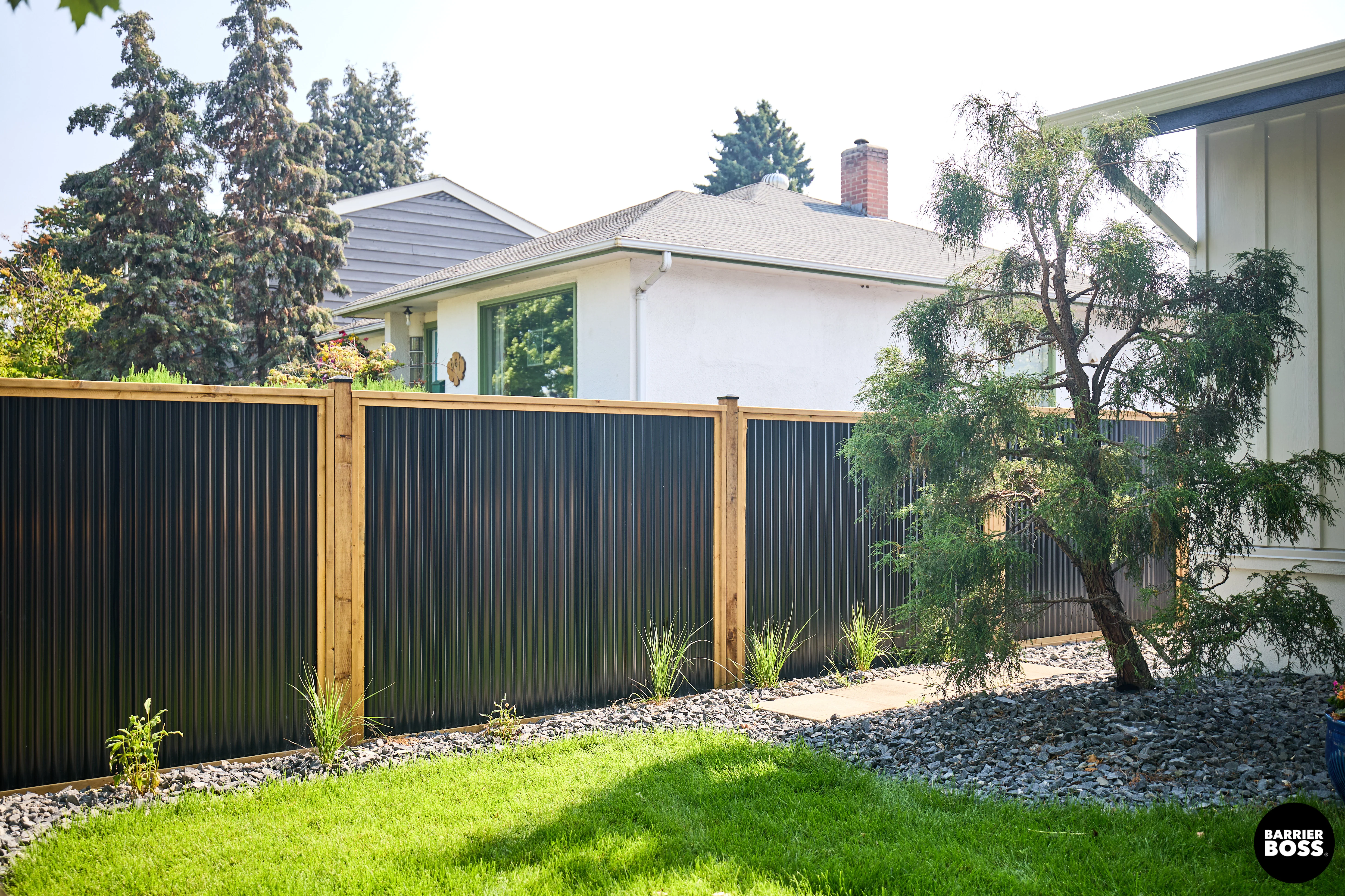 Corrugated Metal Privacy Fence Panels – Treated Wood Frame - Image 55