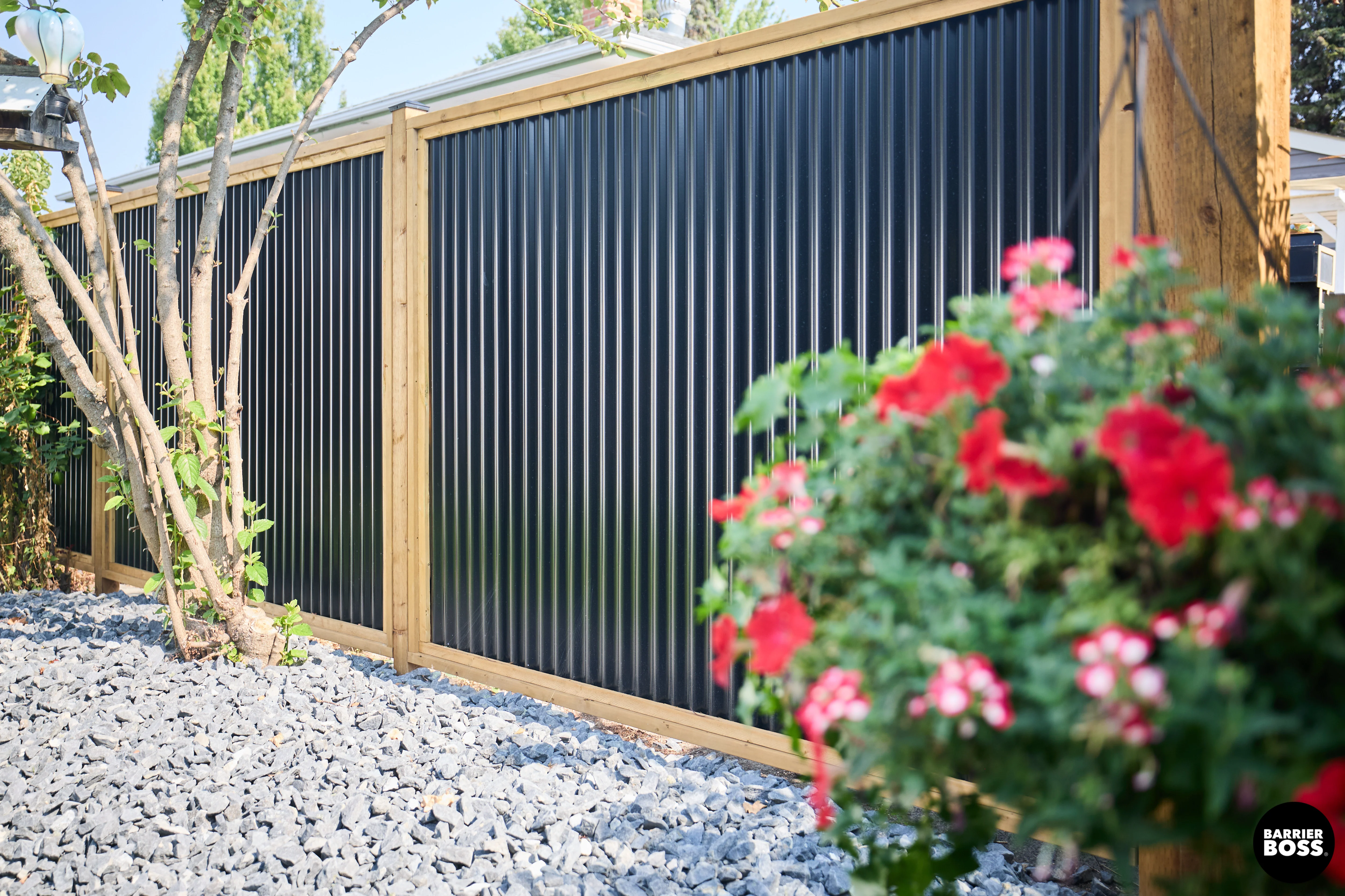 Corrugated Metal Privacy Fence Panels – Treated Wood Frame - Image 36
