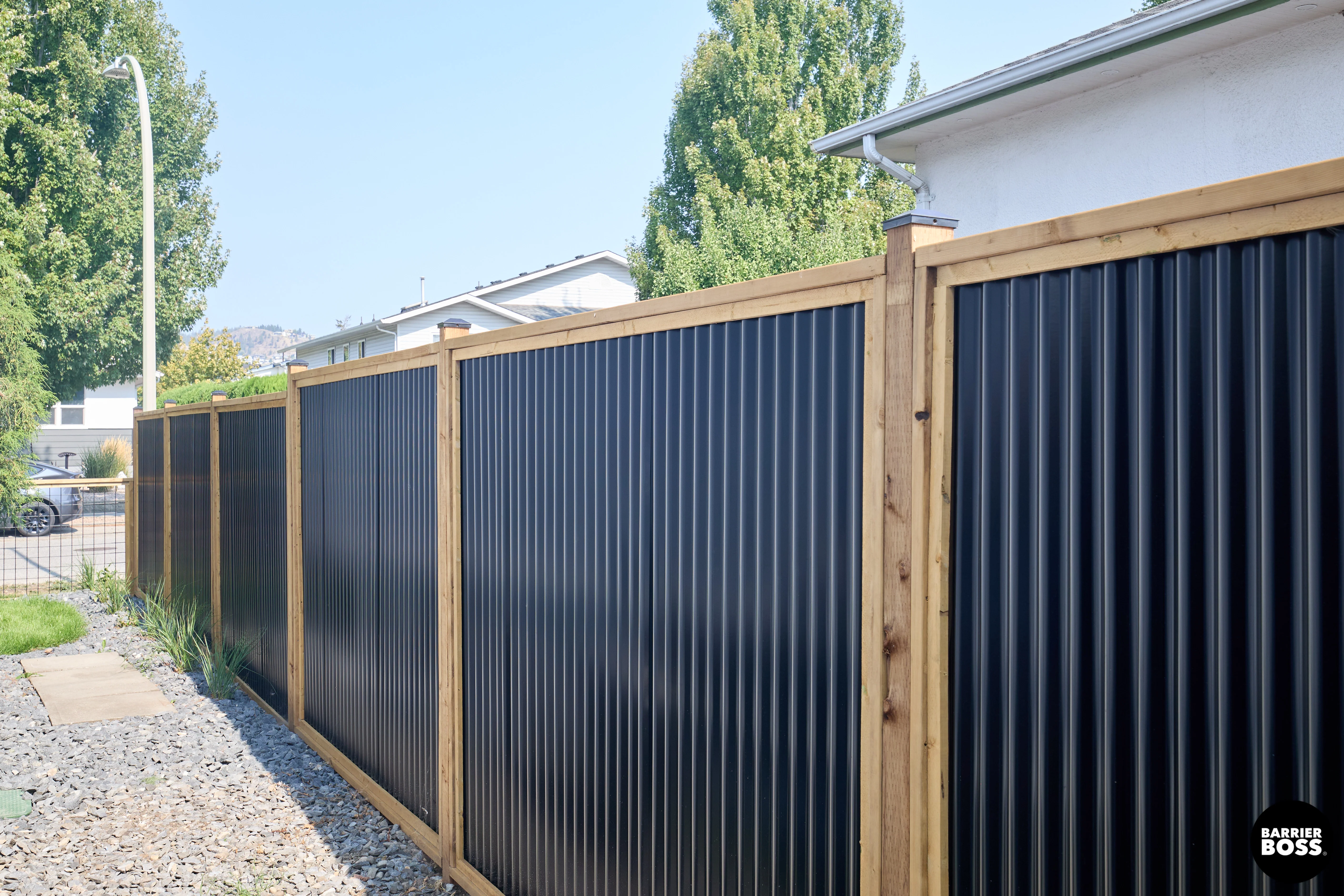 Corrugated Metal Privacy Fence Panels – Treated Wood Frame - Image 32
