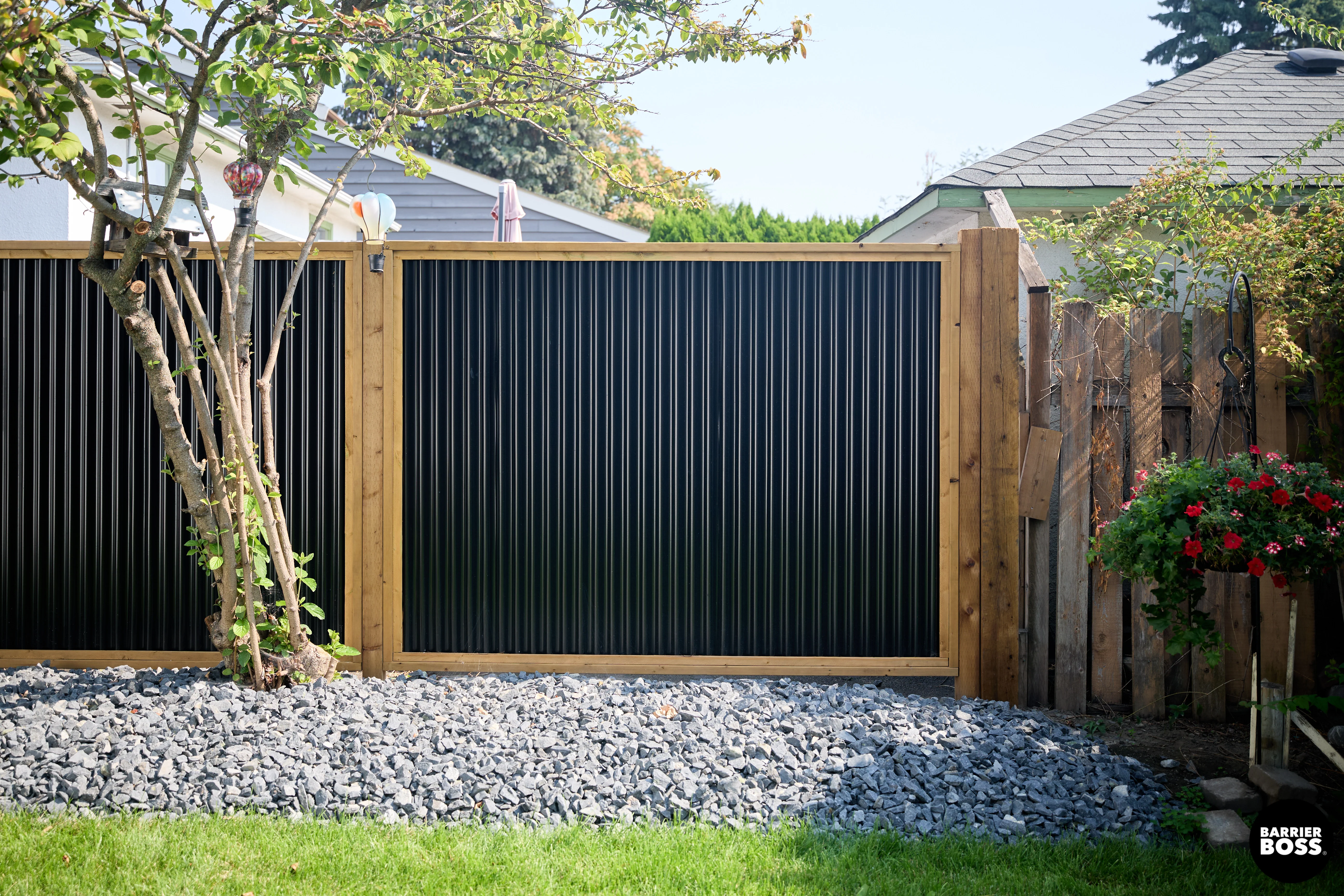 Corrugated Metal Privacy Fence Panels – Treated Wood Frame - Image 29