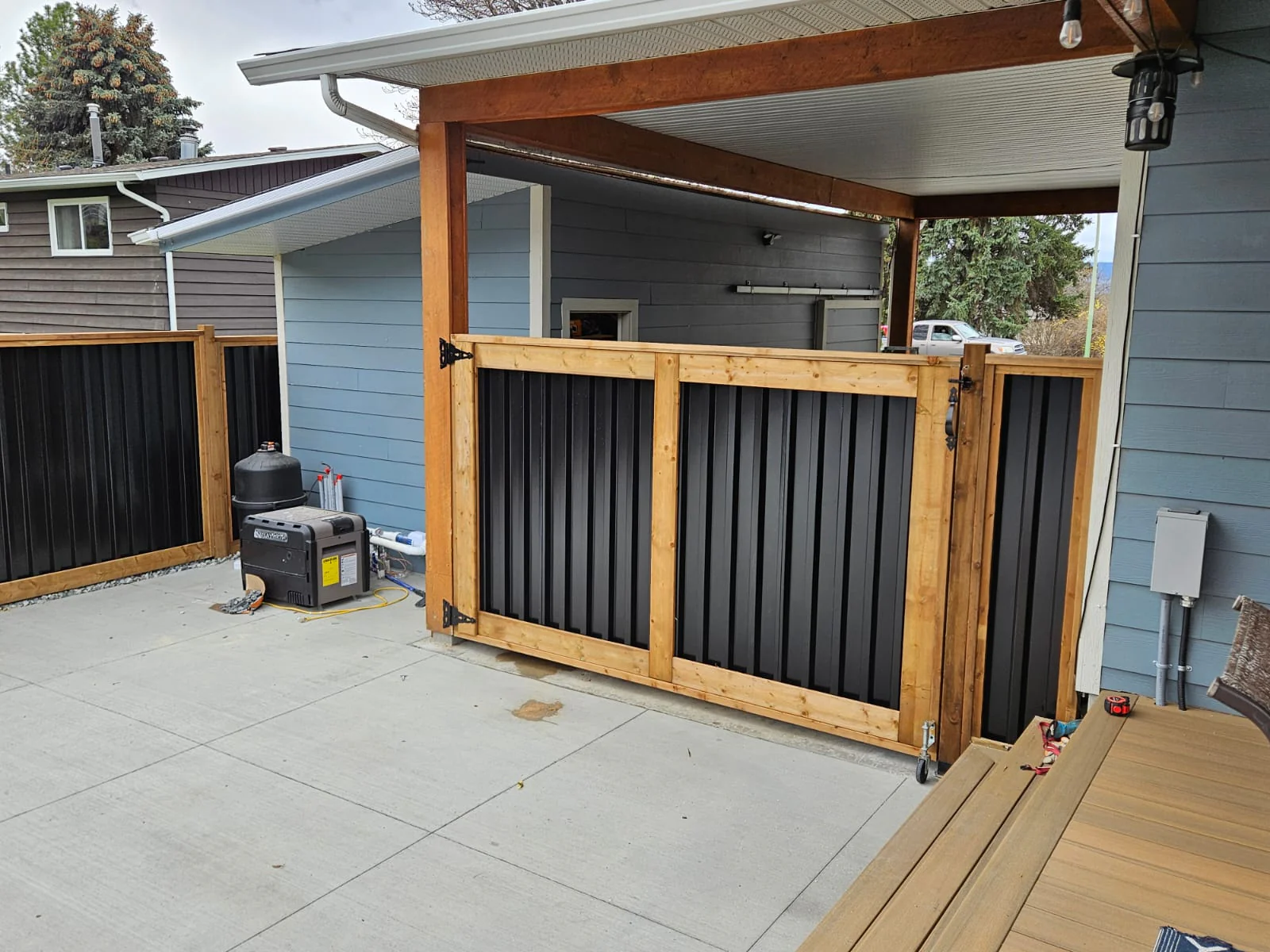 Ribbed Metal Privacy Fence Panels - Treated Wood Frame - Image 30