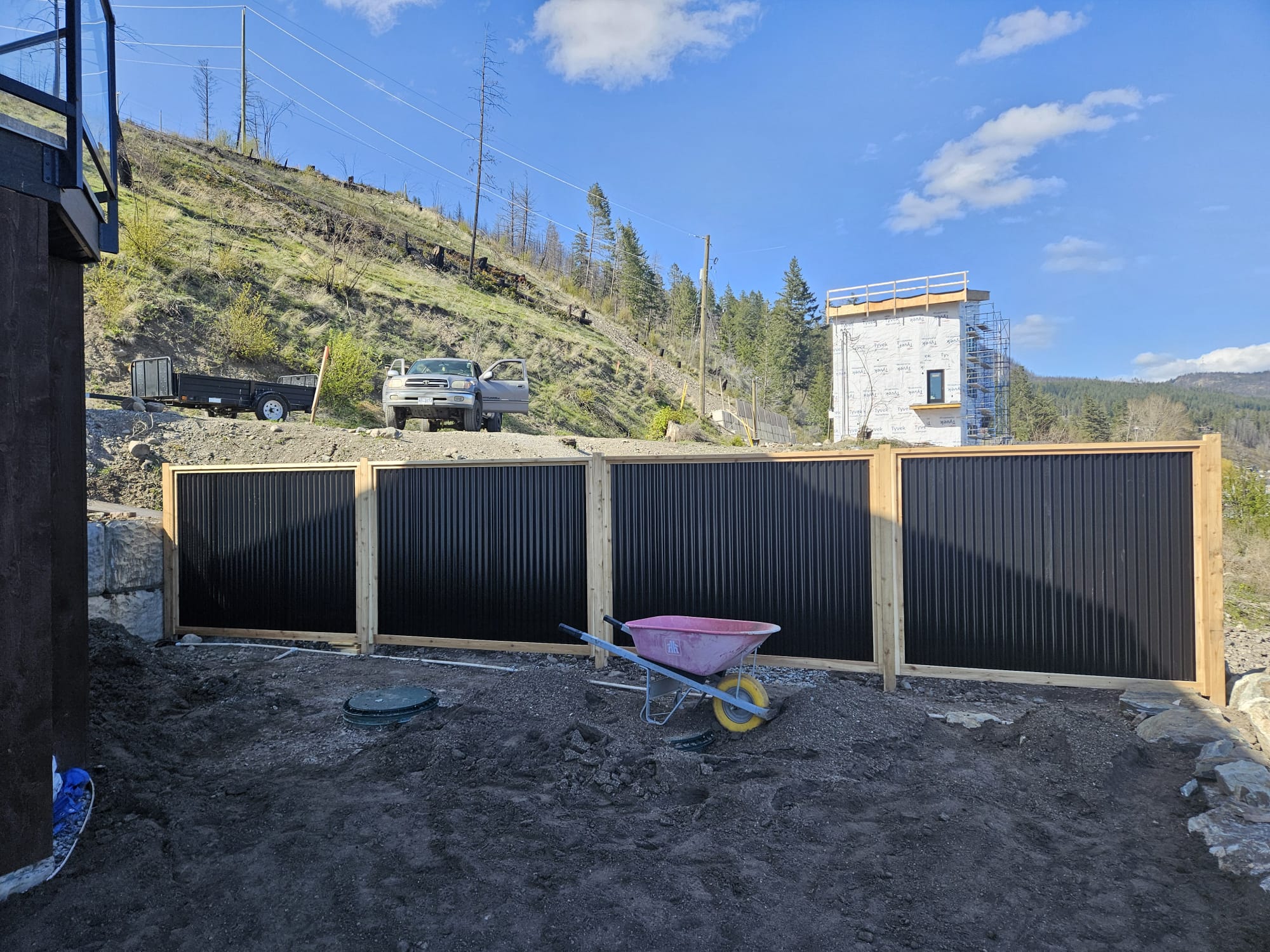 Corrugated Metal Privacy Fence Panels – Cedar Wood Frame - Image 43