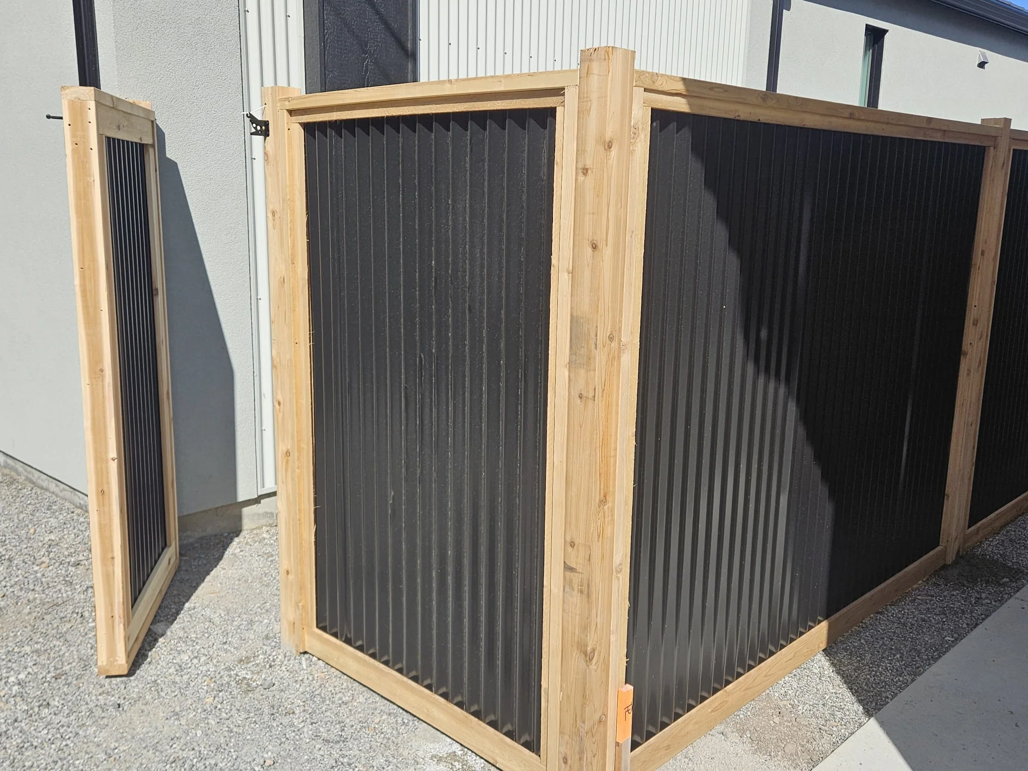 Corrugated Metal Privacy Fence Panels – Cedar Wood Frame - Image 52
